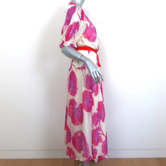 Diane Von Furstenberg Maxi Wrap Dress Breeze Printed Chiffon Size Medium NEW - Picture 4 of 7